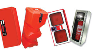 Armarios de extintores distintos tipos. Accesorios para la detección y extinción de incendios