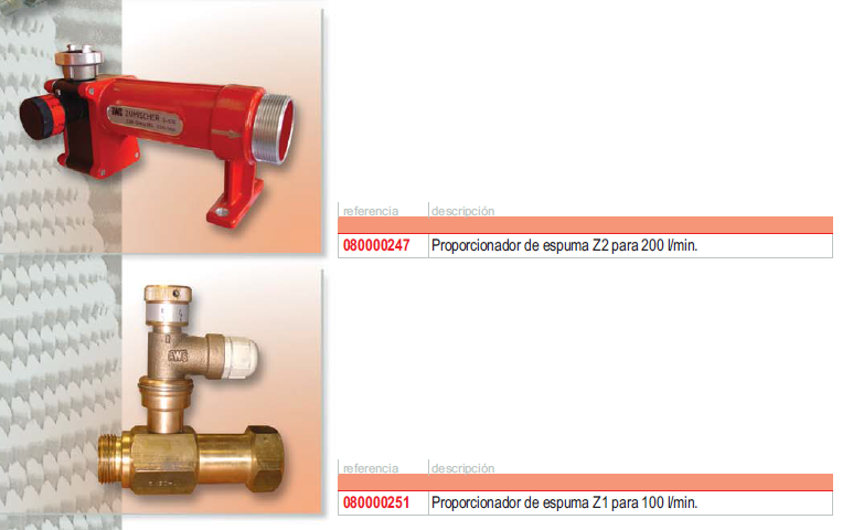 Proporcionadores de espuma de 200 y 100 l/min