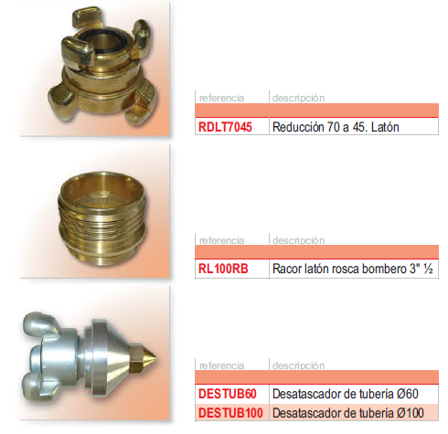 Racor, reducción y desatascador de latón